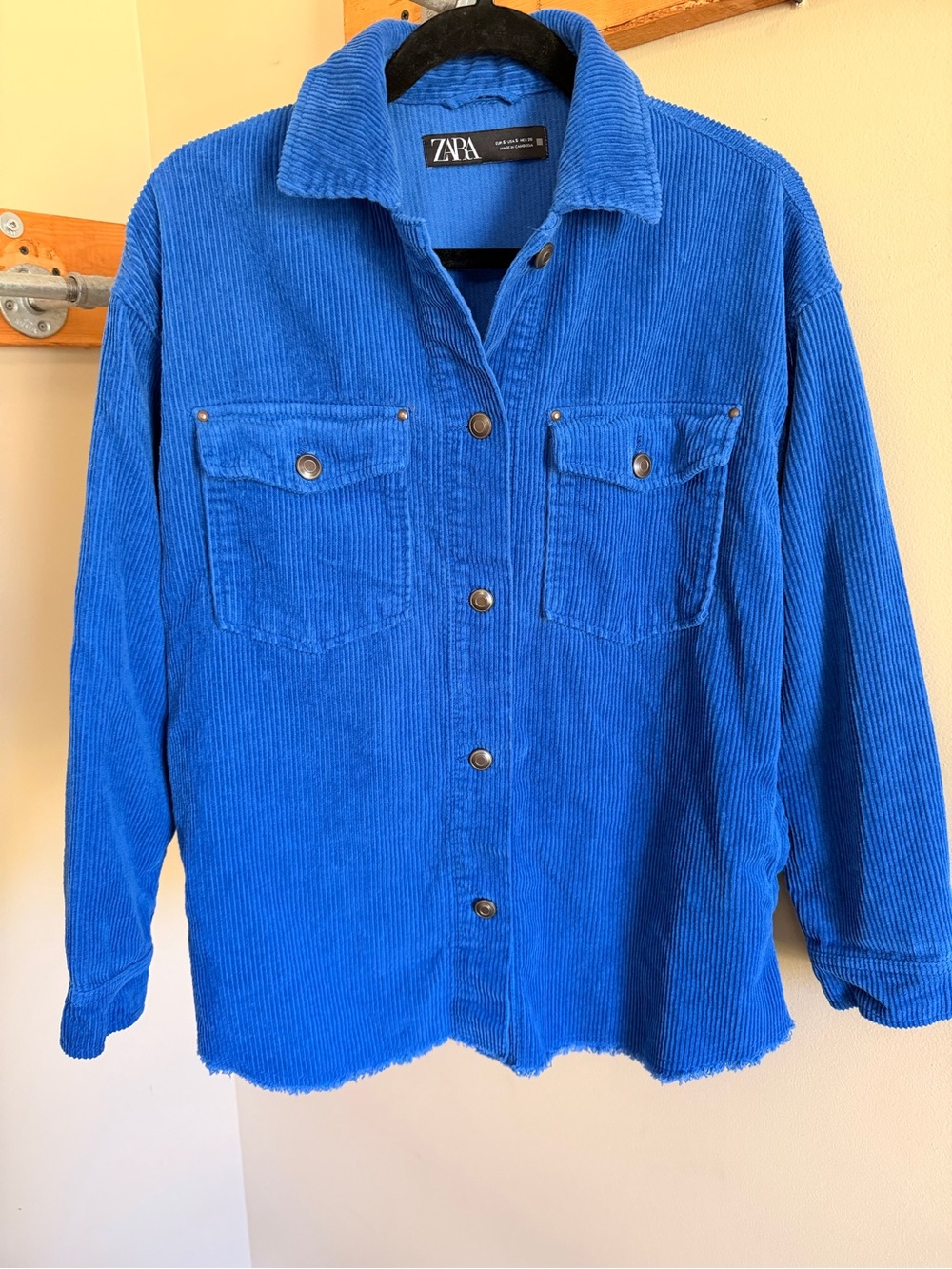 ZARA Blue Corduroy Button-Front Jacket